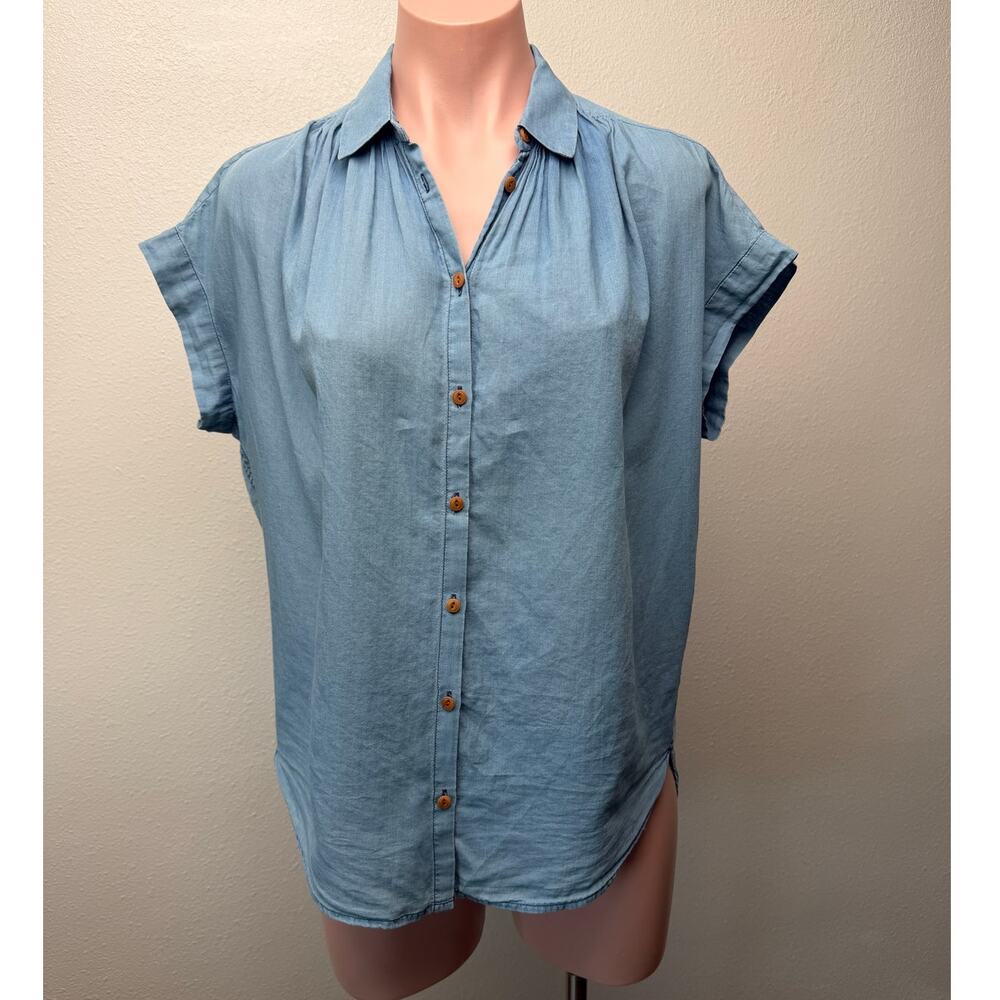 Madewell Central Shirt Bright Indigo Chambray Oversized Women's US XXS